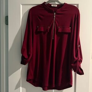 Ya Ya Bay Burgundy Tunic Zipper Detail